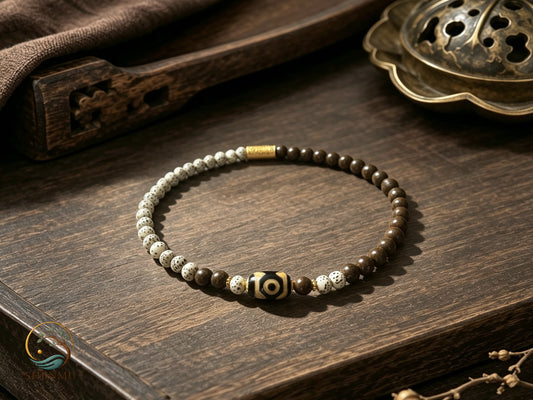 Ancient Orbit Double-Wrap Bodhi & Botanical Bead Bracelet