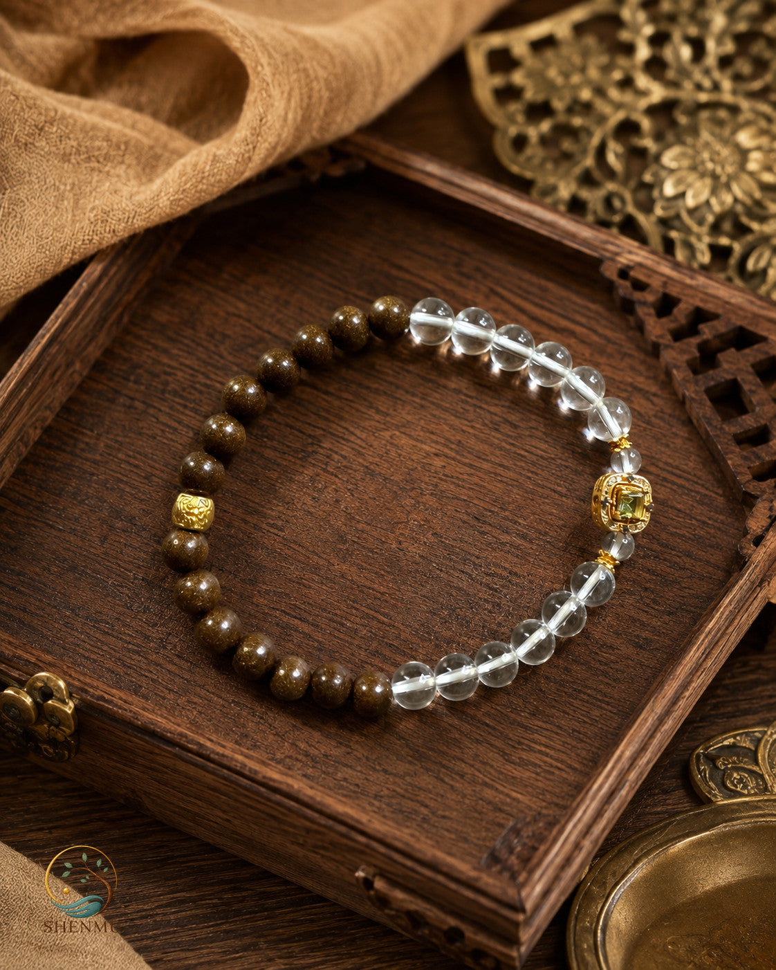 Still Pine — Handcrafted Clear Quartz & Pine Cone Ritual Bracelet