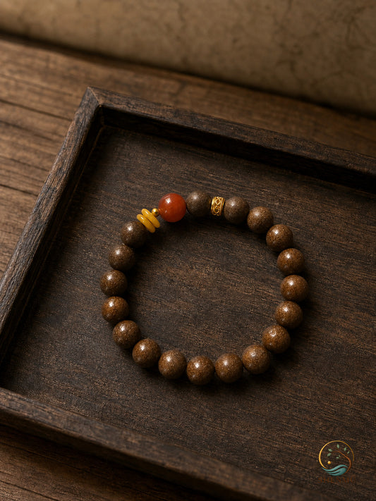 Muyu Five-Blend Incense Bracelet with 8mm Golden-Silk Jade Beads