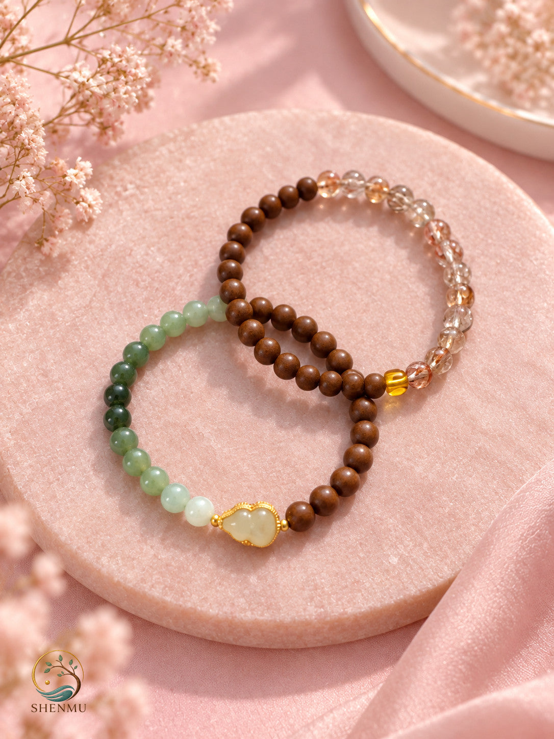Moxi E-Li Aroma Bead Bracelet Collection | Agarwood, Sandalwood & Crystal-Jade Accents