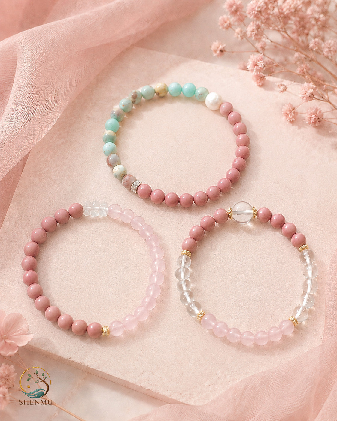Peach Veil｜ Floral He Xiang Bracelet Collection