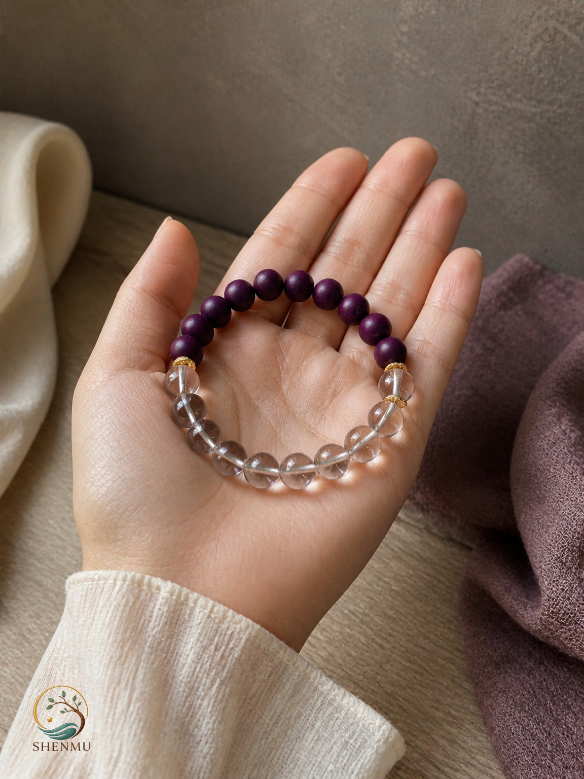 Luoyin Roselle Purple Incense Tube-Bead Bracelet